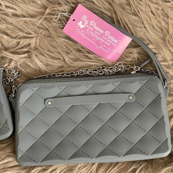 2 Gray Silicone Jelly Phone Purse - Picture 3 of 9